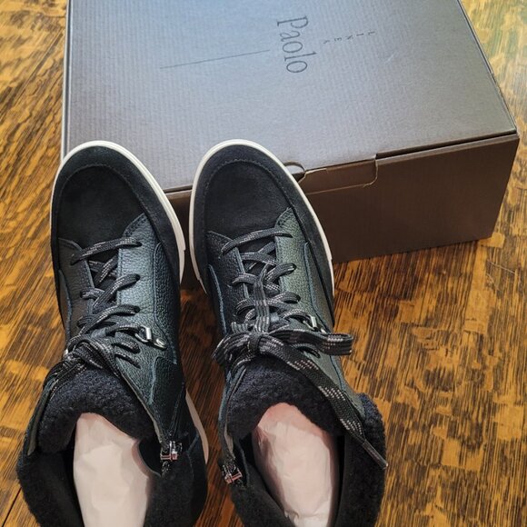 NEW Linea Paolo ARDEN Faux Shearling Trimmed Wedge Sneakers. Booties. Size 7. - Picture 12 of 13